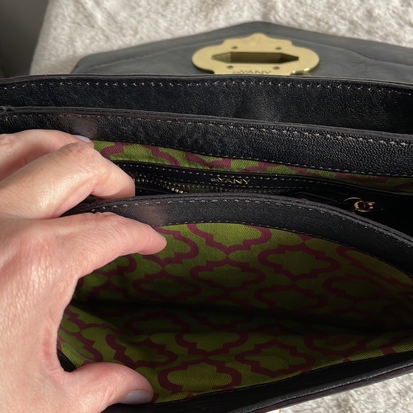 NWOT OrYanny Black Leather Handbag with Turn-lock closure. 10 L x 4 W x 6.5 H - Picture 15 of 16